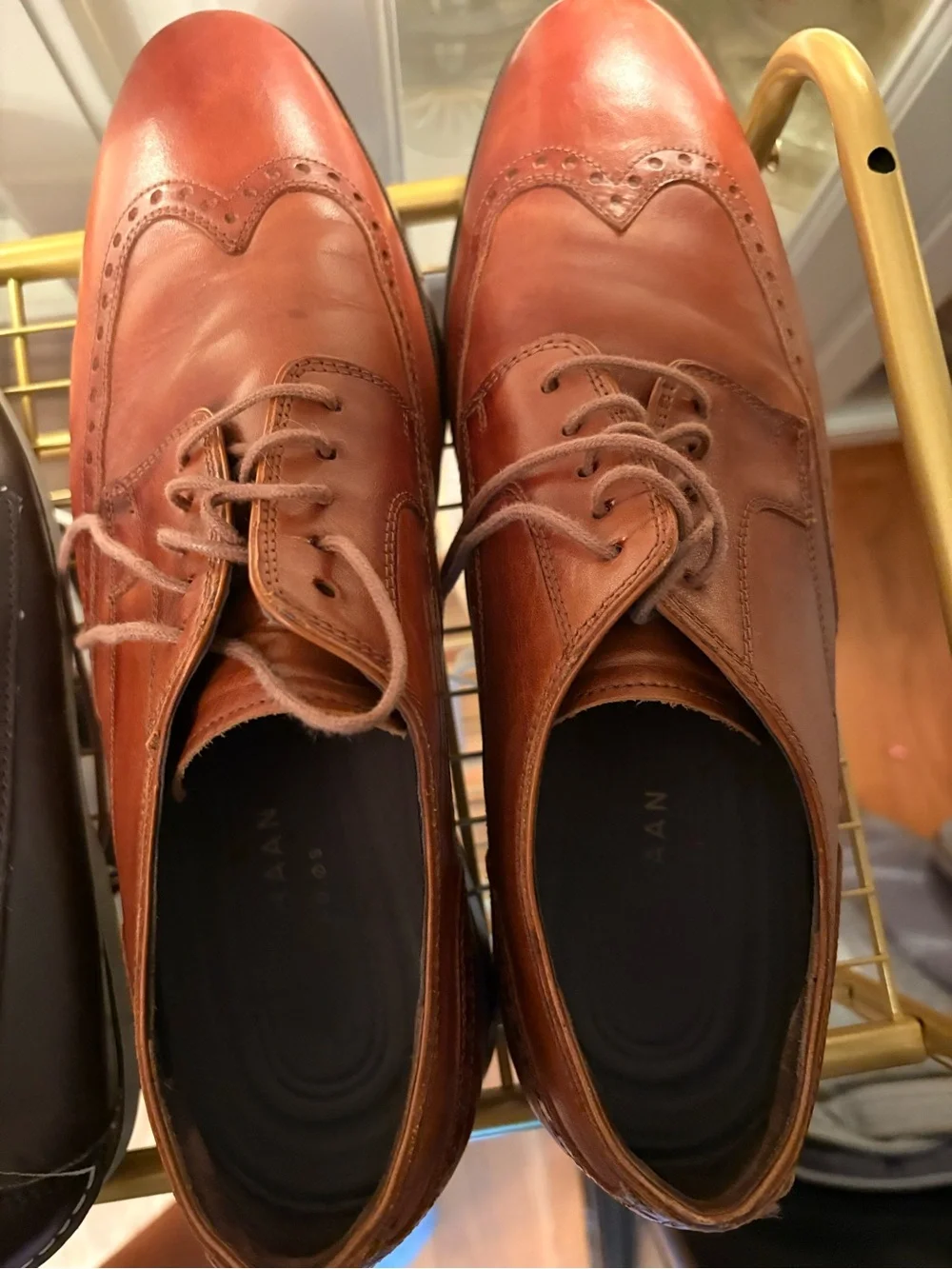 Cole Haan Tan Brown Leather Wingtip Derby Oxfords